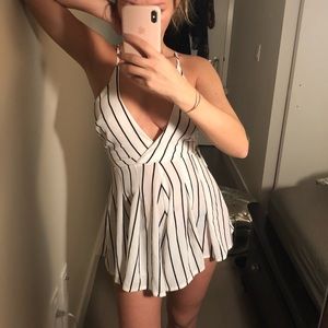 Black and white stripe romper